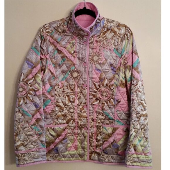 VicaModa Reversable 100% Silk Shell Light Quilted Jacket 10-8 Bubble Gum Pink - Picture 4 of 11
